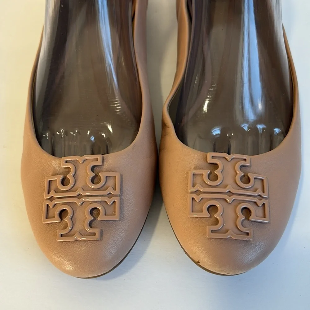 Tory Burch Melinda Powder Coated Blush/Tan Ballet Flats